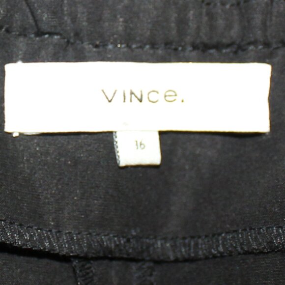 Vince. Black Trousers plus size pull on size zip front belt brown buckle sz 16 - Picture 5 of 9